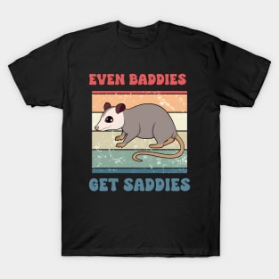 Even Baddies Get Saddies Funny Cartoon Meme Mental Health T-Shirt